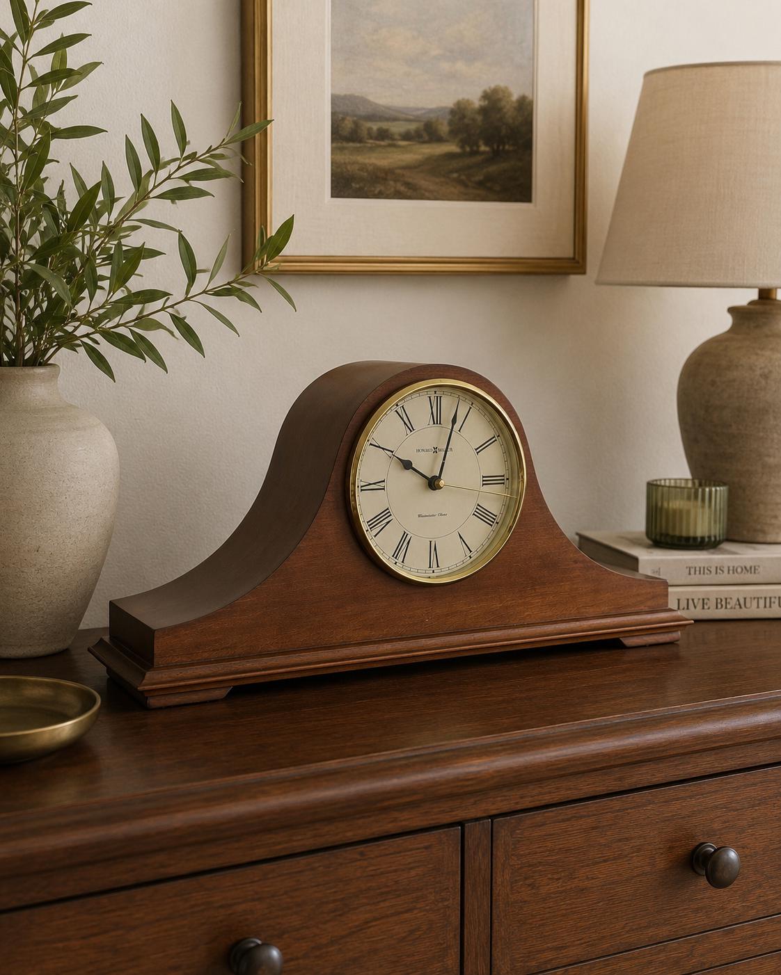 Howard Miller Westminster Chime Mantel Clock – Vintage Wooden Desk