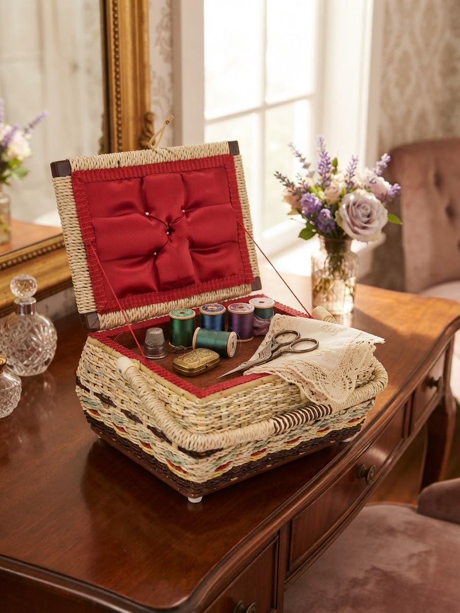 Vintage Wicker Sewing Box - Etsy