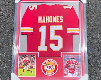 Signed Patrick Mahomes Chiefs Jersey Framed #15 Autographed W/ COA 34”x42”
