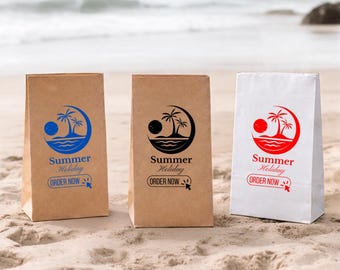 Custom Logo Holiday Paper Bags No Handle, Kraft White Gift Packaging Bags
