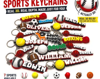 Porte-clés de sport personnalisé - étiquette de sac - porte-clés personnalisé - étiquette de sac à dos - impression 3D cadeau d'équipe