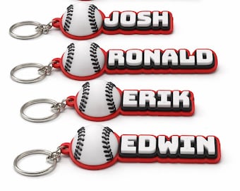 Porte-clés personnalisé avec étiquette de sac de sport de baseball, étiquette de sac à dos avec nom personnalisé, impression 3D cadeau d'équipe