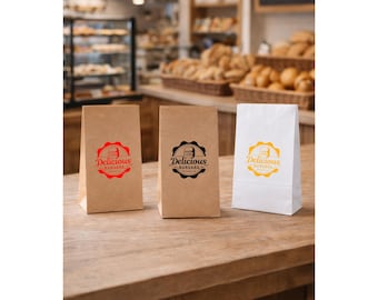 Sacs en papier personnalisés pour pizza avec logo sans poignée, emballage de restauration rapide blanc kraft