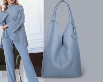 Soft Leather Hobo Bag, Minimalist Shoulder Bag, Slouchy Leather tote, Large Everyday Bag, Womens leather purse. Women's shopping bag LINDA.