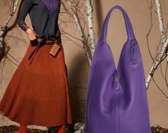 Soft Leather Hobo Bag, Minimalist Shoulder Bag, Slouchy Leather tote, Large Everyday Bag, Womens leather purse. Women's shopping bag LINDA