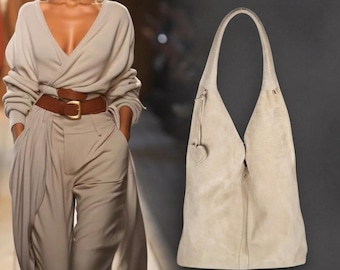 Soft Leather Hobo Bag, Minimalist Shoulder Bag, Slouchy Leather tote, Large Everyday Bag, Womens leather purse. Women's shopping bag LINDA.