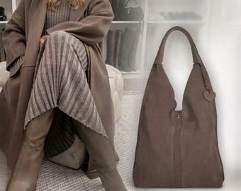 Soft Leather Hobo Bag, Minimalist Shoulder Bag, Slouchy Leather tote, Large Everyday Bag, Womens leather purse. Women's shopping bag LINDA.