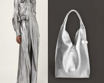 Soft Leather Hobo Bag, Minimalist Shoulder Bag, Slouchy Leather tote, Large Everyday Bag, Womens leather purse. Women's shopping bag LINDA