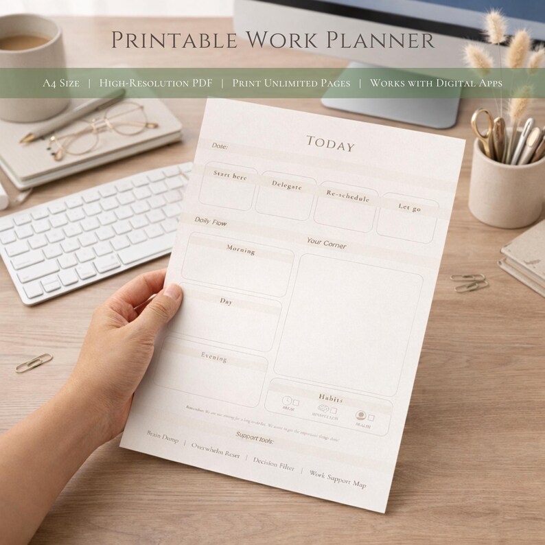 ADHD Work Planner | Executive Dysfunction, Task Paralysis Productivity ...