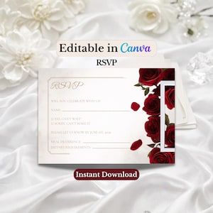 Editable RSVP Card Template Wedding | Ivory Luxury RSVP Canva Template | Elegant Wedding Response Card | Minimal Wedding Stationery