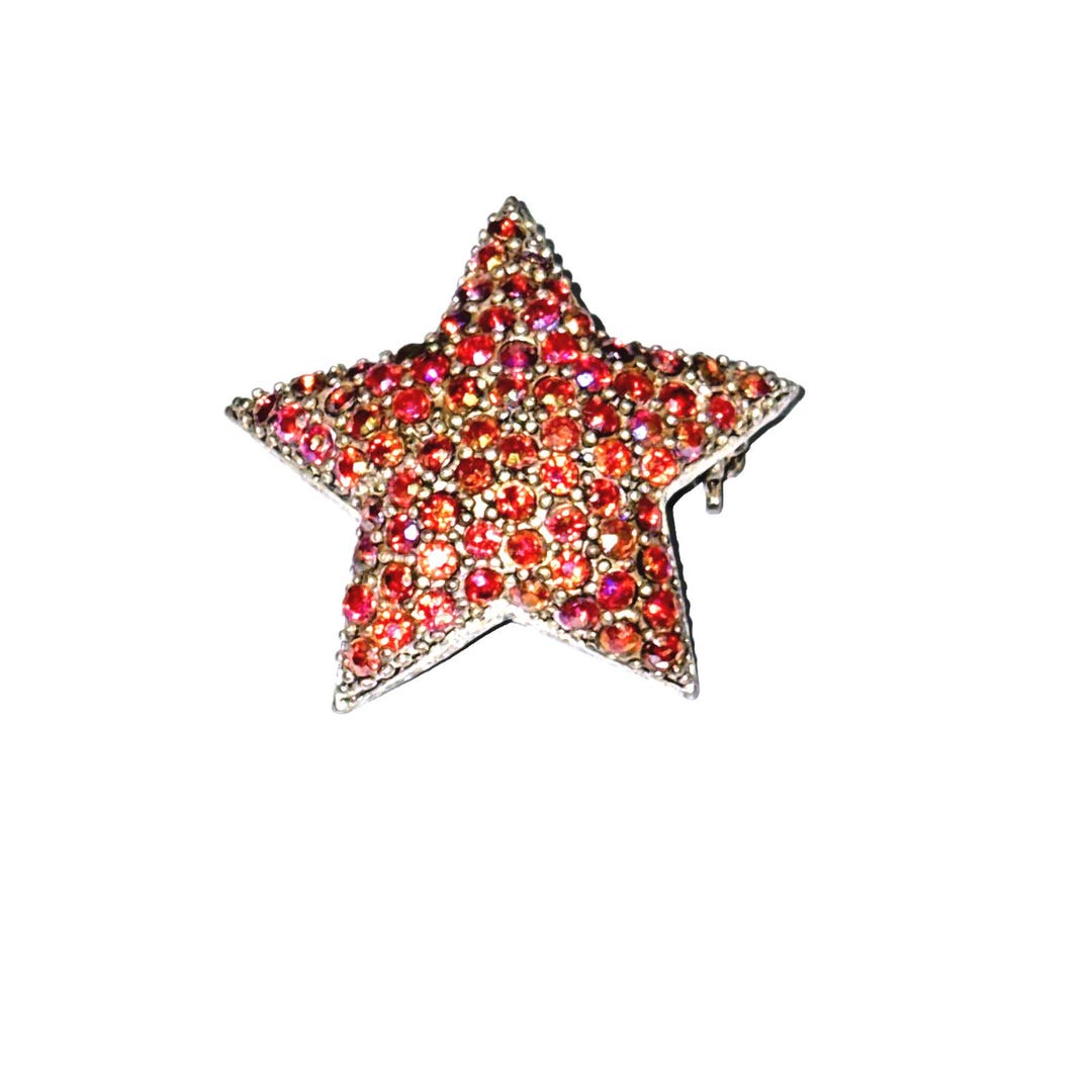 Vintage Pink Rhinestone Star Pin, Gold Tone Costume Jewelry - Etsy