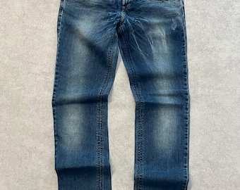 John Galliano Jeans Pants Logo Light Blue Straight Mid Rise Italy