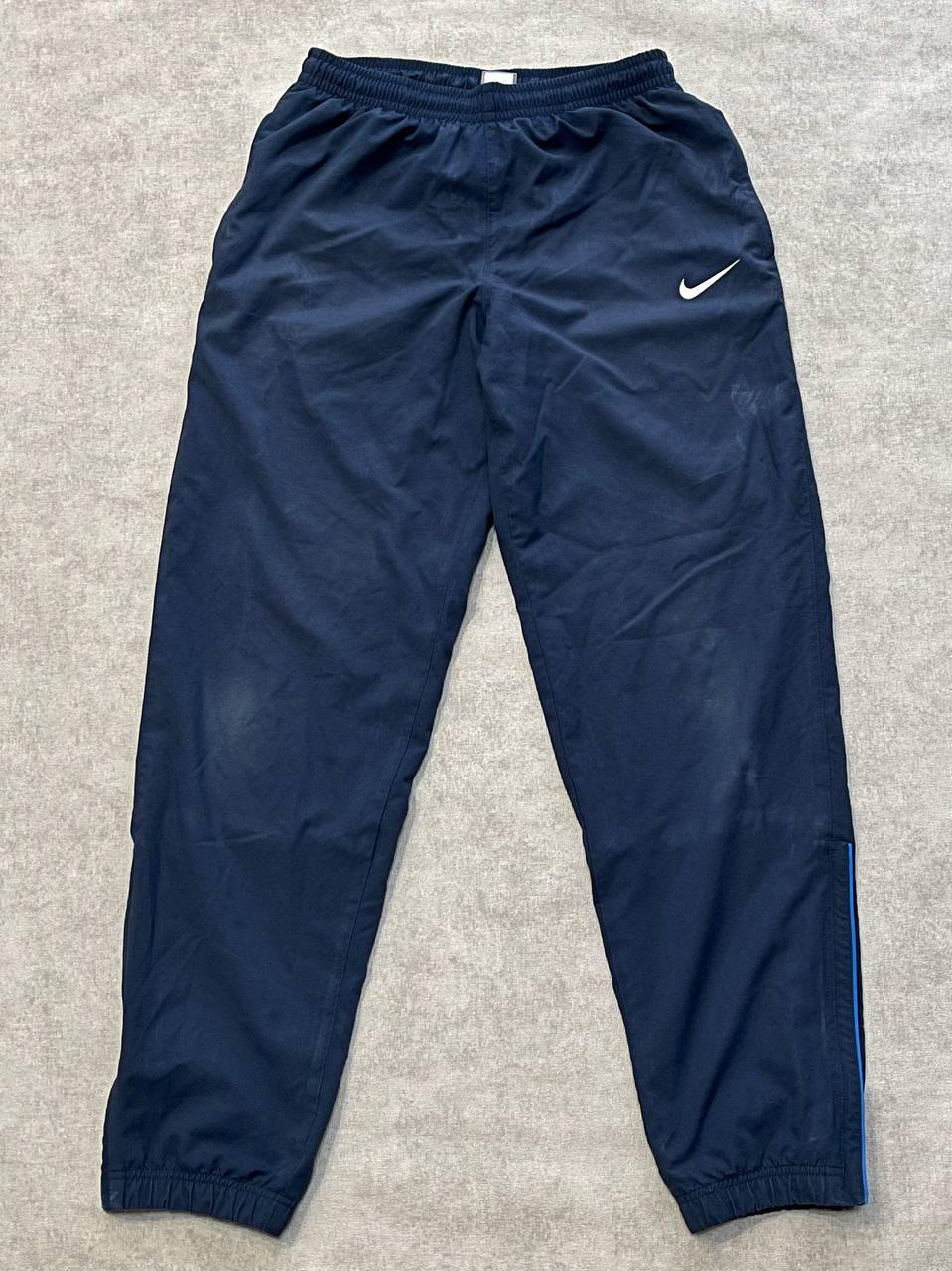 パンツ 00s NIKE wide jersey track pants navy 00s Nike Swoosh Embroidered Navy Track Pants Joggers | Retro Garms