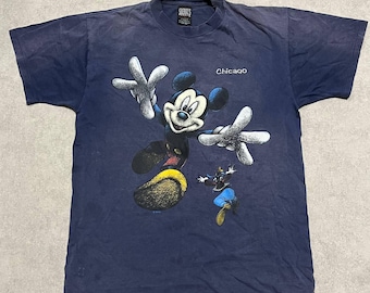 Vintage Disney Sherrys Mickey Mouse T Shirt Chicago 90s Rare Tee by Mens Made In USA Print Size L