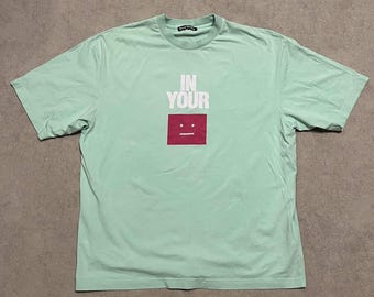 Acne Studios Mens T Shirt Mint Big Logo Crew Neck Vintage Tee Size M