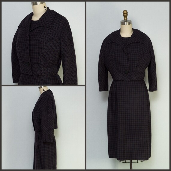 1960s Dress / 1960s Plaid Dress / Dress and Jacket