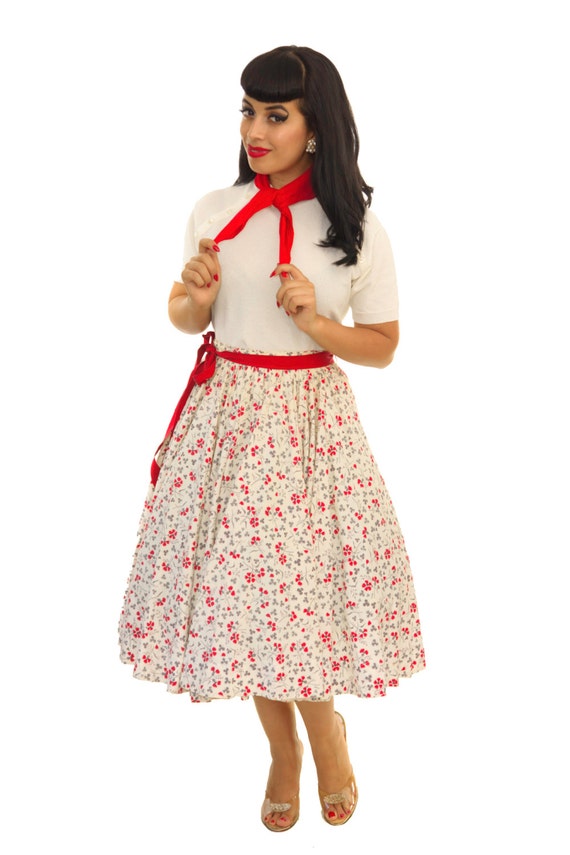 Vintage 1950s Dress / 50s Circle Skirt / Vintage