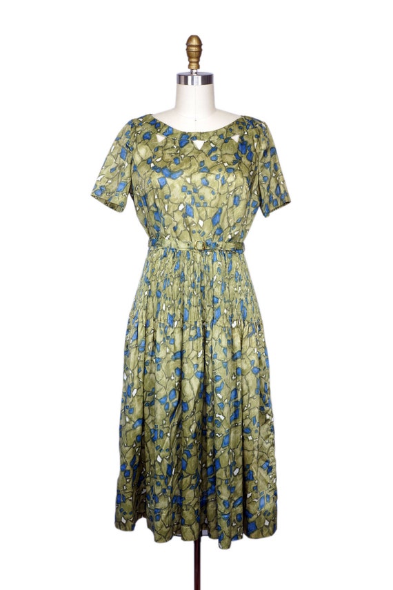 Vintage 1950s Dress / Vintage 50s Green Dress / 1