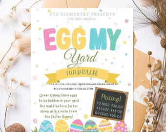 Insamlingsflyer för Egg My Yard, brev till påskharen, Canva-mall (digital nedladdning)