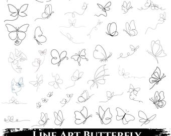 Line Art Fjäril SVG Bundle: Cricut Silhouette Cut-filer (digital nedladdning)