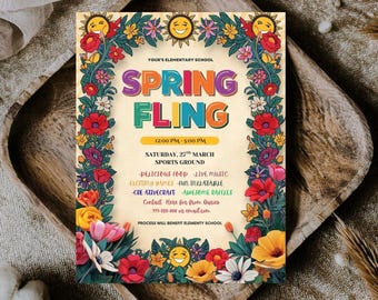 Vårfestflyer: Mall för inbjudan till skoldans (Canva, PDF)