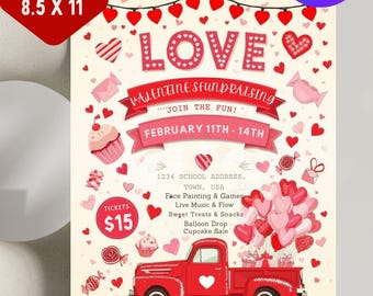 Redigerbar insamlingsflyer för Alla hjärtans dag: Mall för skolevenemang (direkt nedladdning)