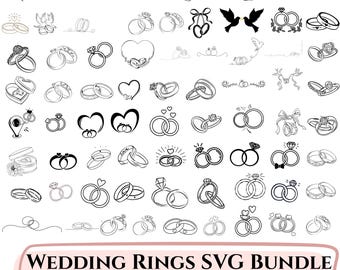 Vigselring SVG-paket, brudhantverksvektordesigner