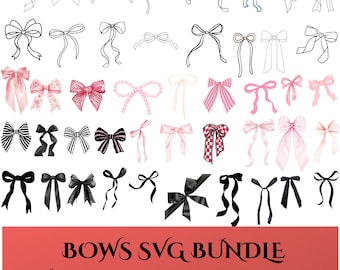 Coquette Ribbon Rosett SVG Bundle, Layered Designs (Digital Nedladdning)