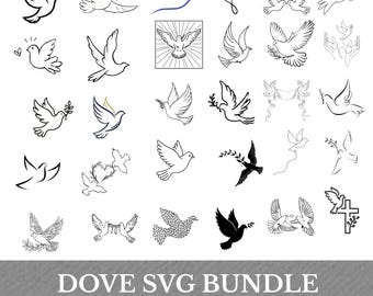 Duva SVG-paket: Duva Clipart, Bröllopsduvor (Digitala Filer)