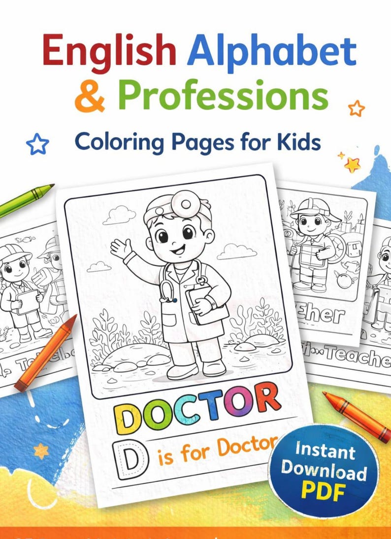 Kids Alphabet Professions Coloring Pages | Printable PDF | 25 Pages ...