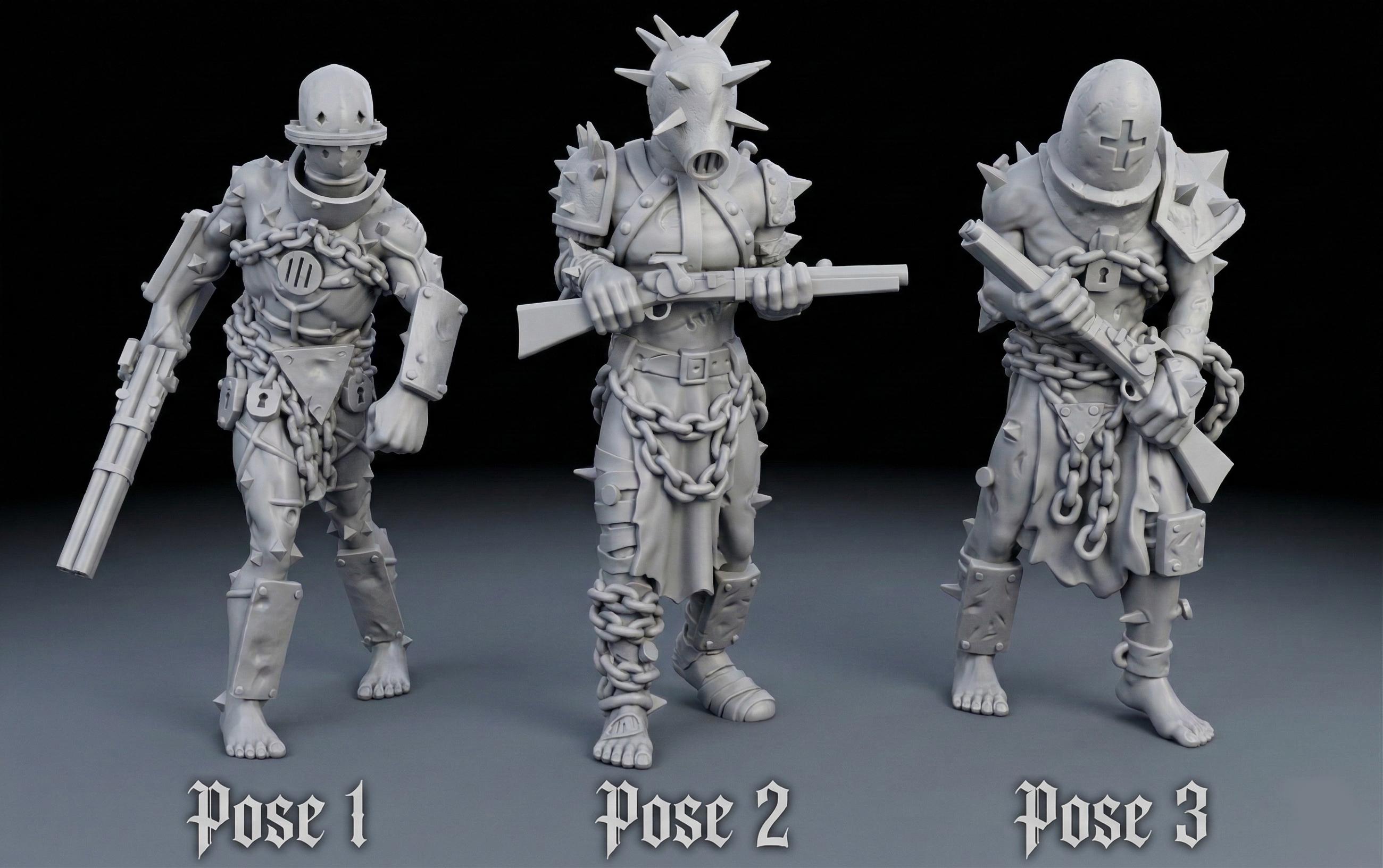 Wretched Trench Slave W/shotgun | Unpainted Grimdark Crusade Minis