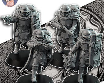 Trench Gaelic Engineers | Unpainted Grimdark Crusade Minis | 4 models+bases