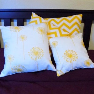 Premier Prints Dandelion Pillow Covers, Nursery Pillow, Child Room Pillow, Several Colors to choose from, Yellow and White, Blue and White