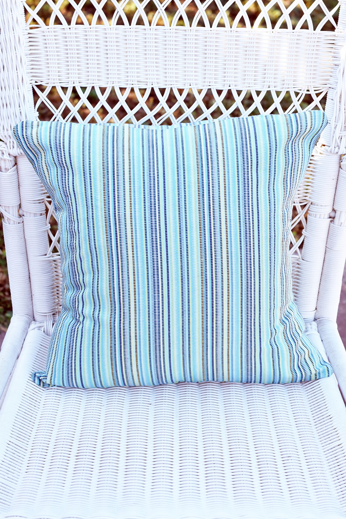 Blue Stripe Pillow Cover Aqua Blue Pillow Covers Outdoor Etsy