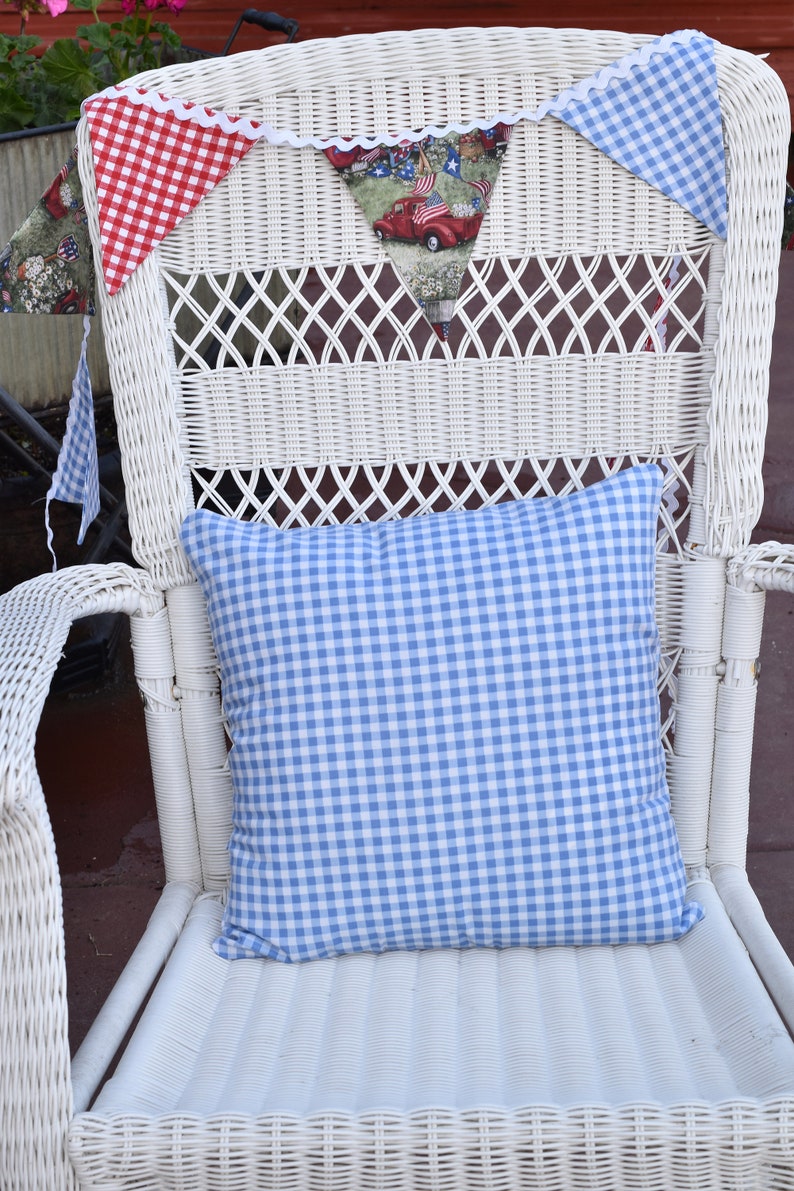 Blue Check Pillow Cover Blue and White Pillow Covers Gingham Etsy
