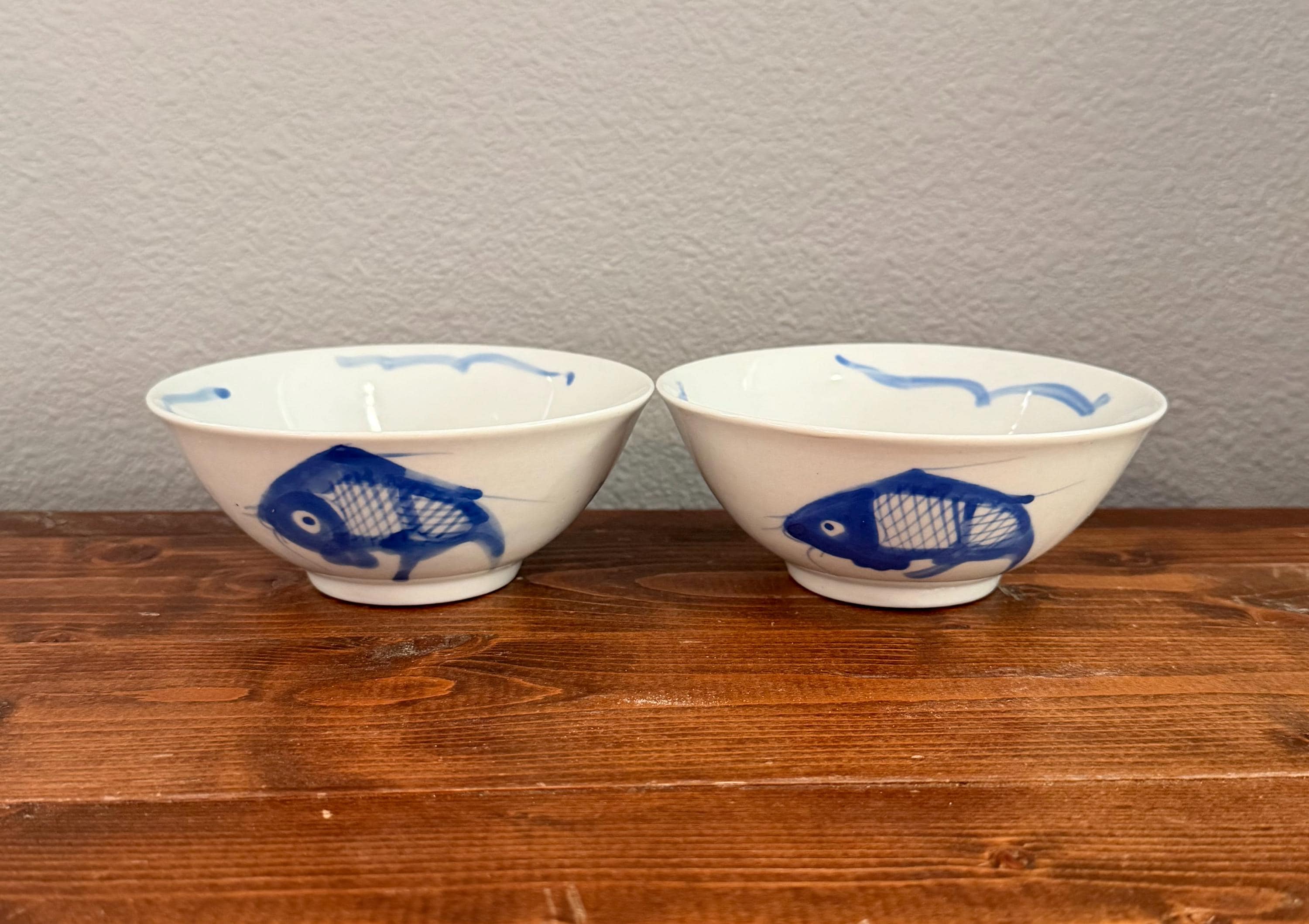 Blue and White Chinese Fish Bowls - Etsy