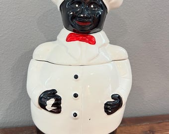 Unique Vintage Black Chef Cookie Jar from the 1940s or 1950s