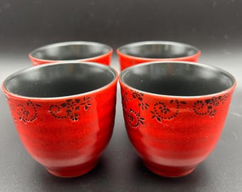 Asian Red Tea Sake Cups Set of 4
