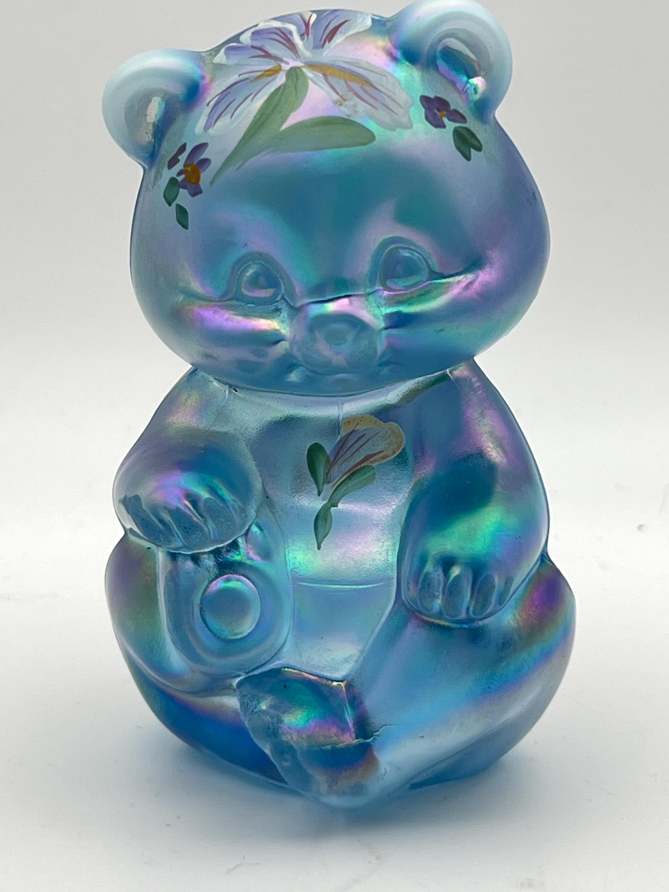 Fenton Blue Satin Hand Painted - Etsy