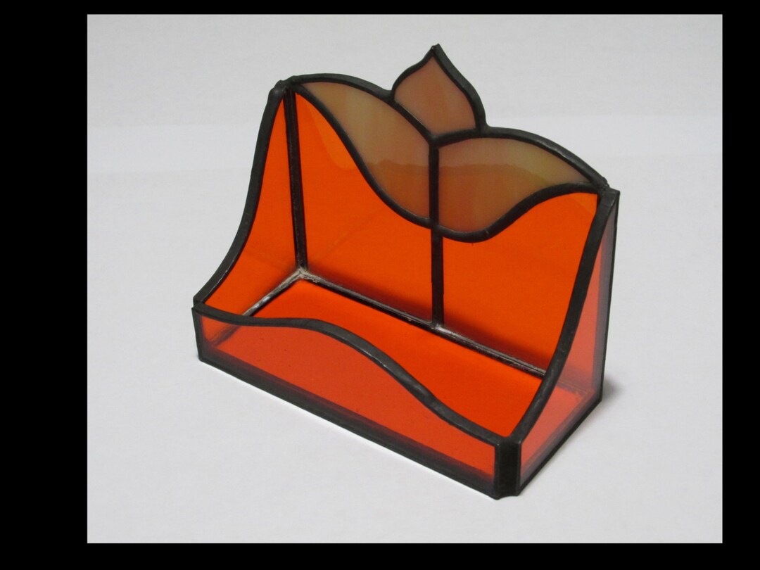 Stained Glass Business Card Holder Orange Etsy