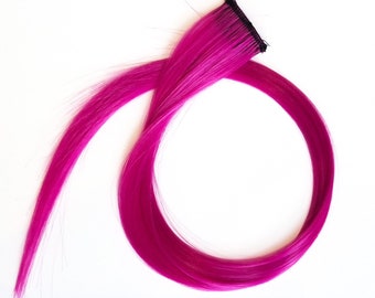 Magenta dark berry pink purple hair extension clip in