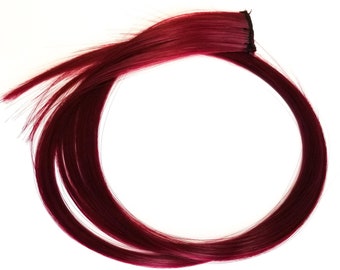 Dark red rose magenta hair extension clip in