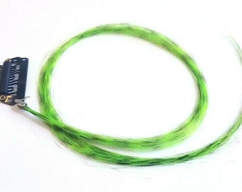 Green hair feather extension clip in, vegan