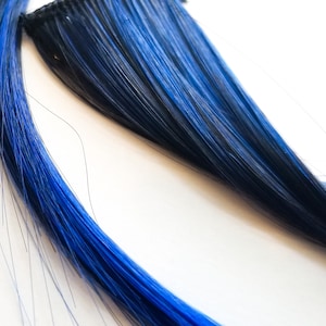 Blue black ombre hair extension clip in