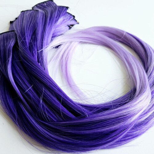 Purple and Blue Hair Clip Extensions, Blue Ombre Hair  display picture 1