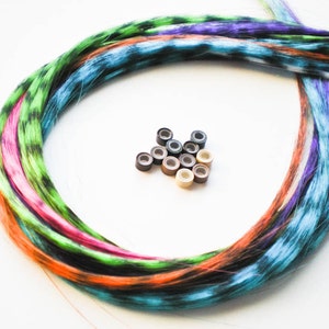 2 Faux feather hair extensions with free beads - CHOOSE 2