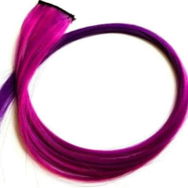 Berry fuchsia pink purple ombre hair extension clip in