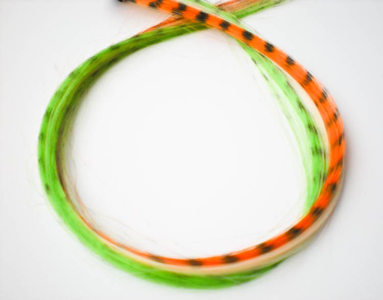 1 piece feather hair extension clip in - Orange, Blonde, Green