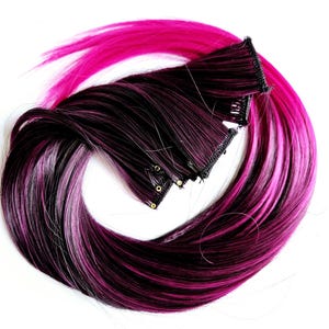 Pink black ombre hair extension clip in