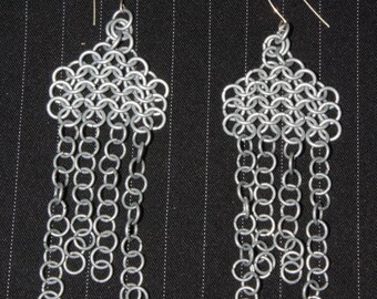 Hiphound Flapper dancer-Chainmaille triangle tassel earrings